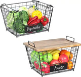 Foldable two-layer fruit and vegetable basket